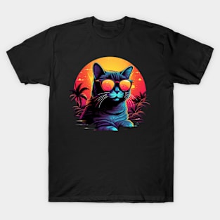 Retro Wave American Shorttail Cat T-Shirt